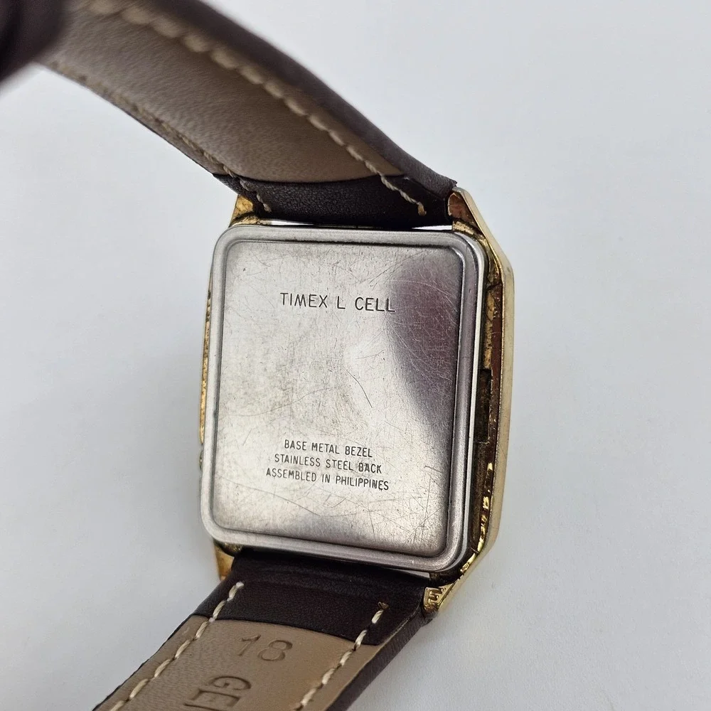VTG‎ Timex Illusion Digital Men Watch 28MM New Brown Leather Bands New Battery